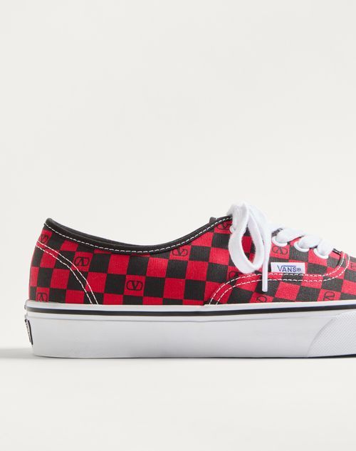 Valentino Garavani  Garavani And Vans Low-top Trainer In Fabric With Vlogo Checkerboard Pri In Red