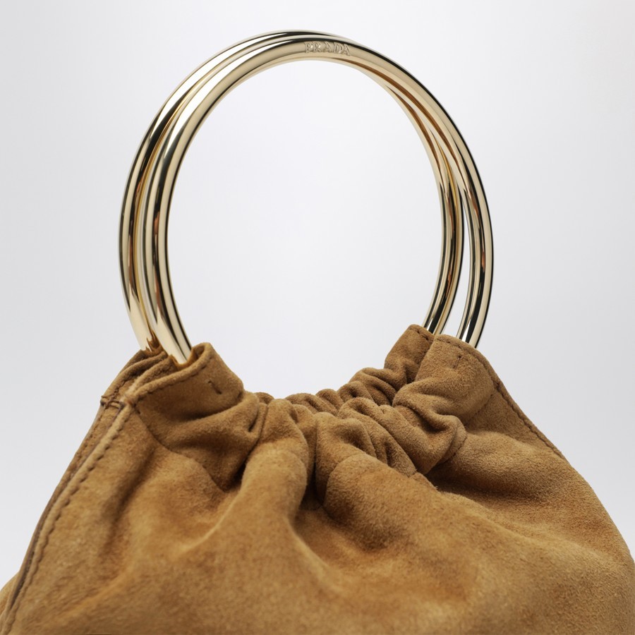 Prada Logo Bucket Bag In Brown