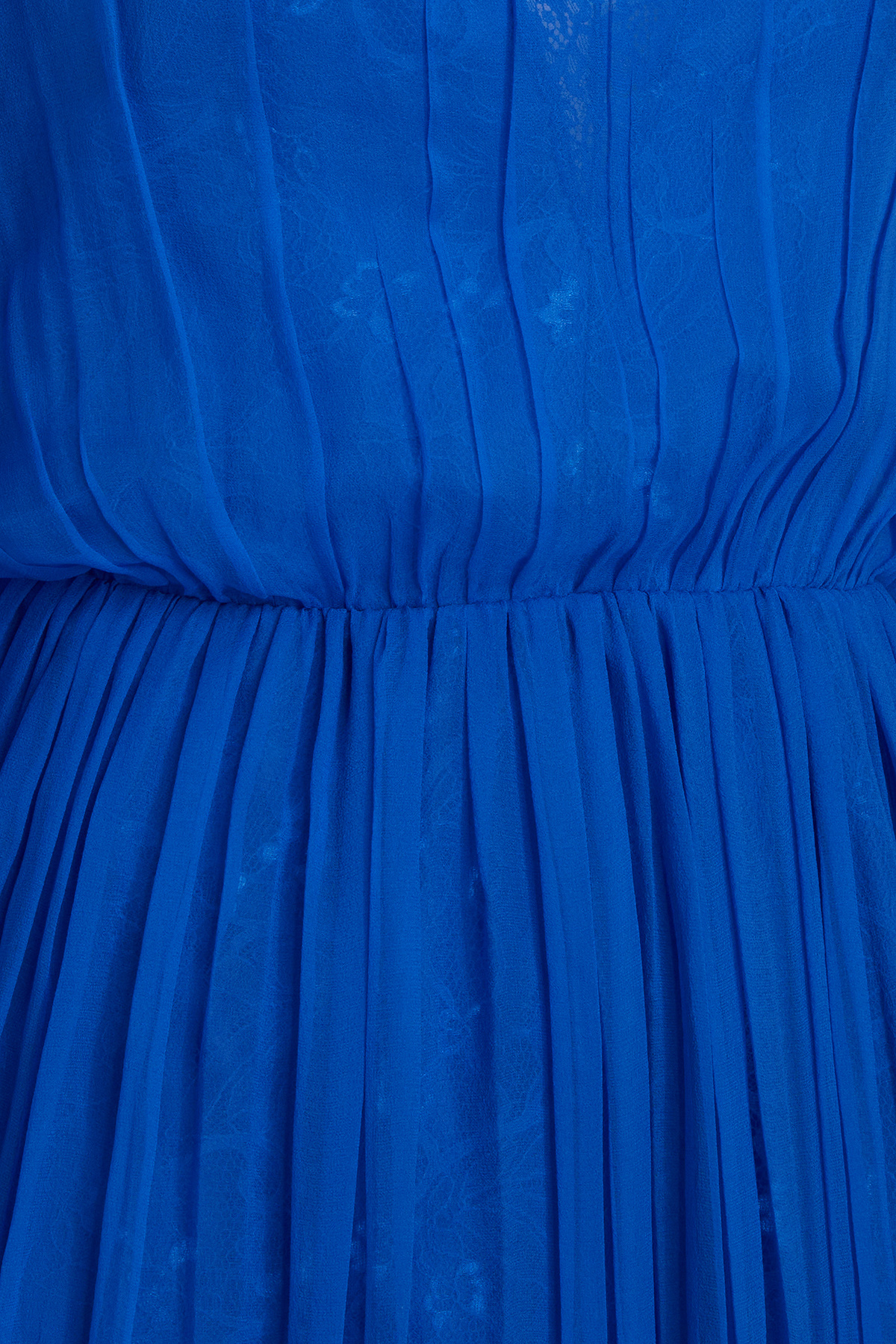 Alberta Ferretti Lace Detailed Pleated Sheer V-neck Dress