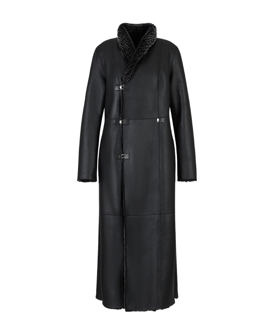 Shop Emporio Armani Reversible Double-breasted Coat In Black