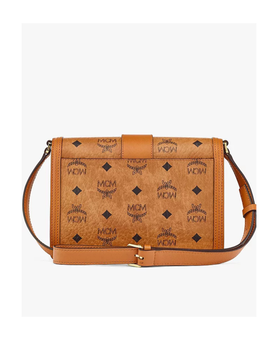 Mcm All-over Monogram-print Crossbody Bag In Orange