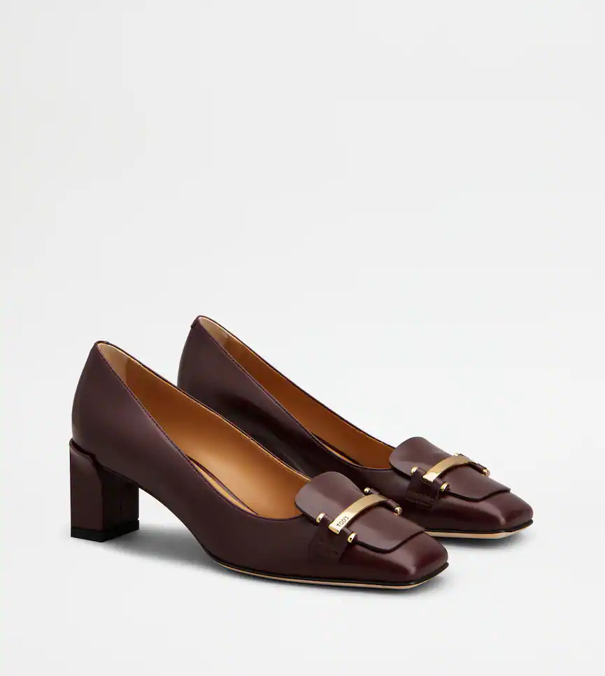 Tod's 55mm Block-heel Leather Pumps In Burgundy