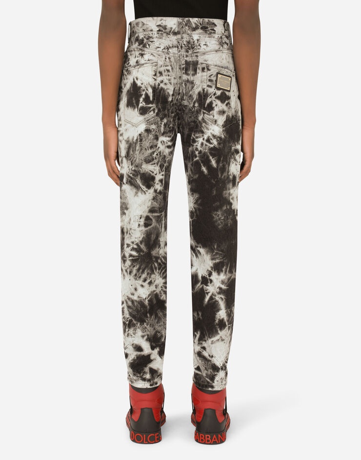 Dolce & Gabbana Acid-wash Two-tone Jeans In Multicolor