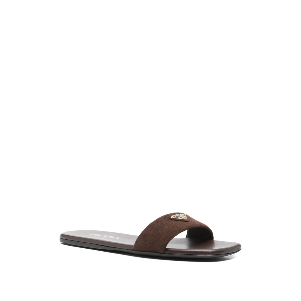 Prada Square-toed Slippers In Brown