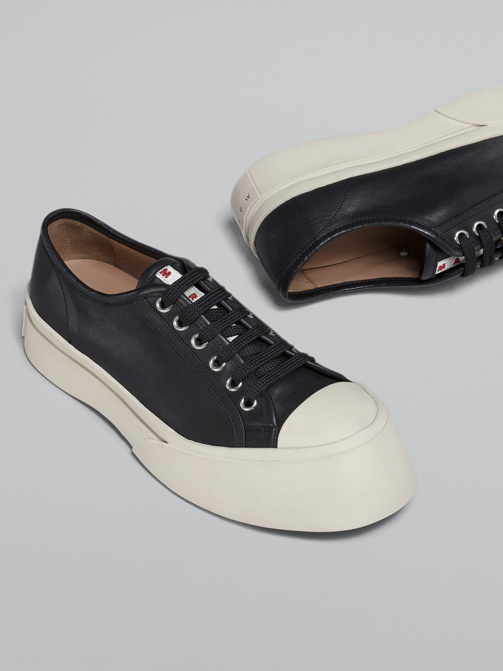 Marni Pablo Leather Flatform Sneakers In Black