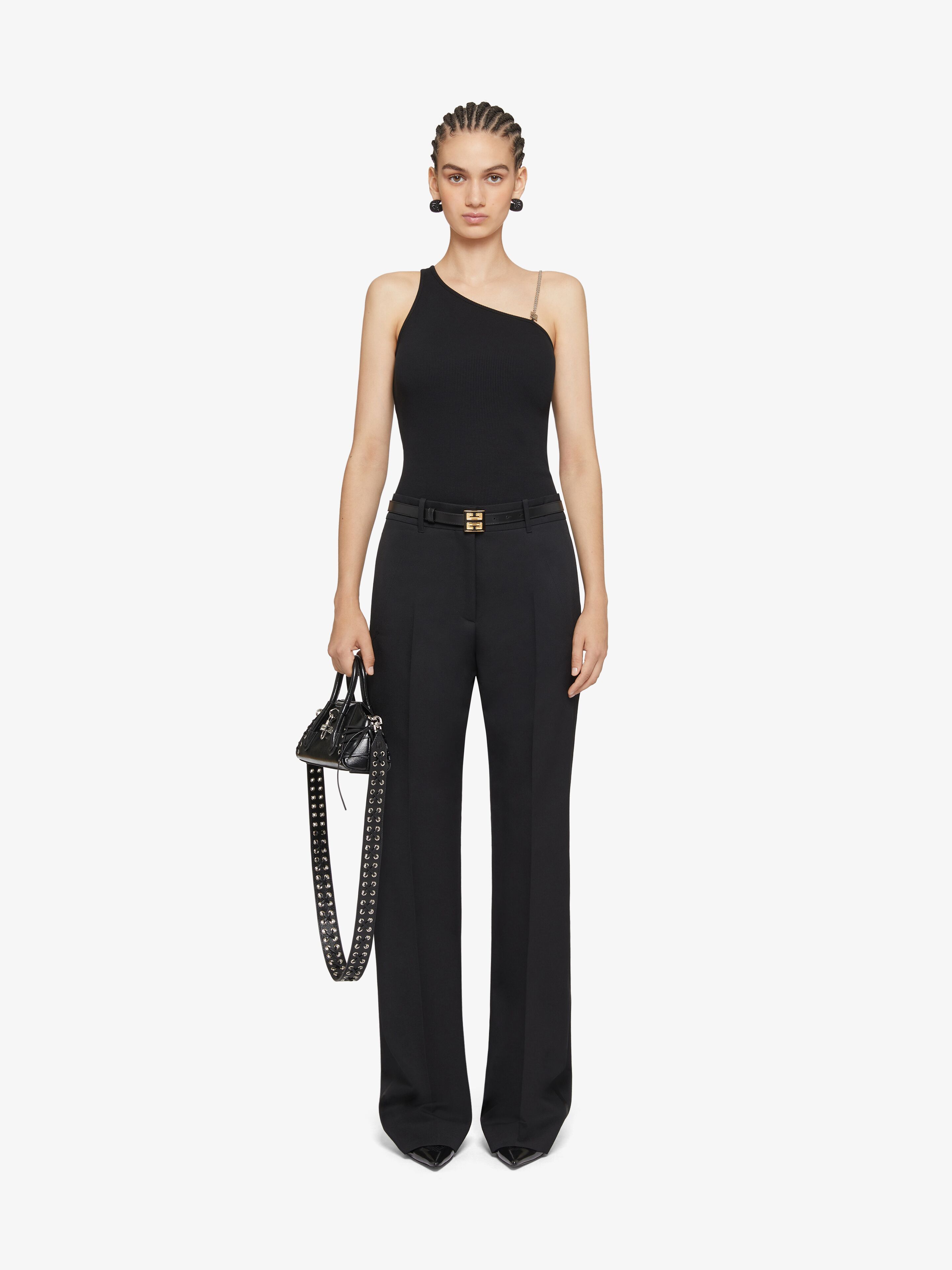 GIVENCHY ASYMMETRIC TOP IN COTTON WITH CHAIN DETAIL