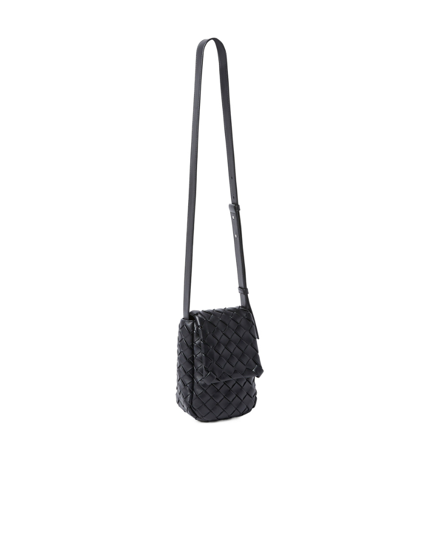 Bottega Veneta Mini Vertical Cobble Crossbody Bag In Black