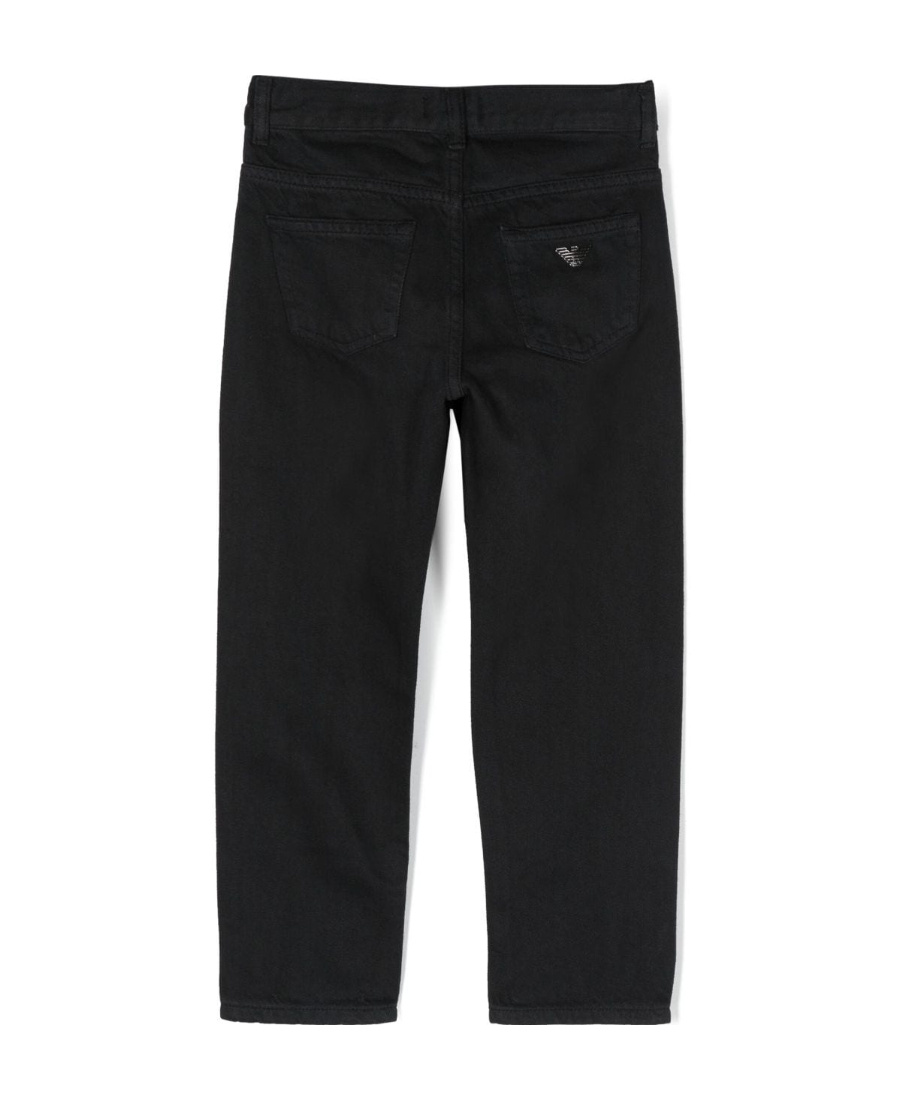 Emporio Armani Logo-plaque Twill Chinos In Black