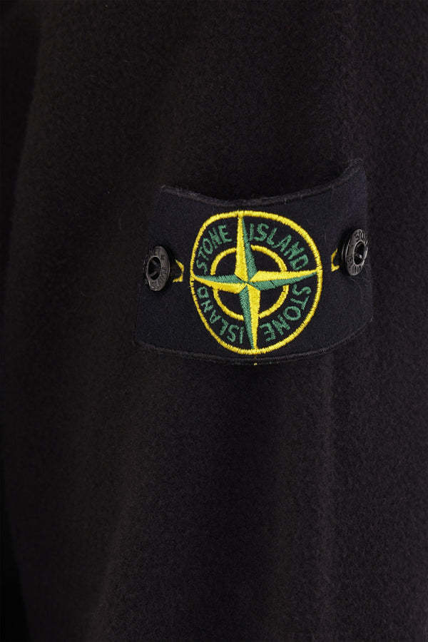Stone Island Black Sweater With High Neck And Patch Logo On The Sleeve In Wool In Black