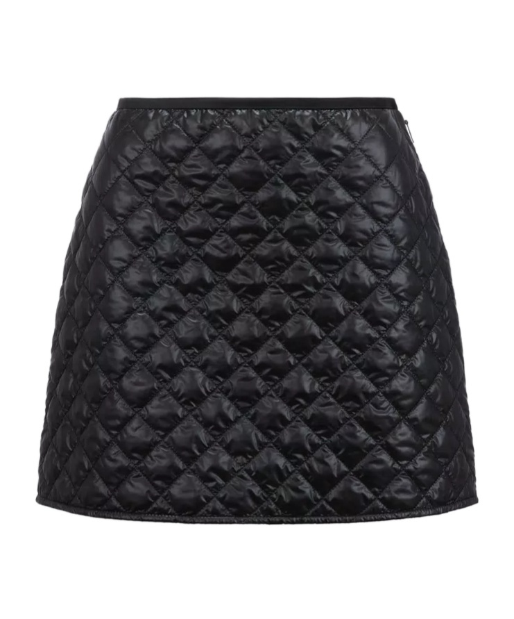 Moncler Quilted Black Skirt With Glossy Finish And Wrap Style In Black