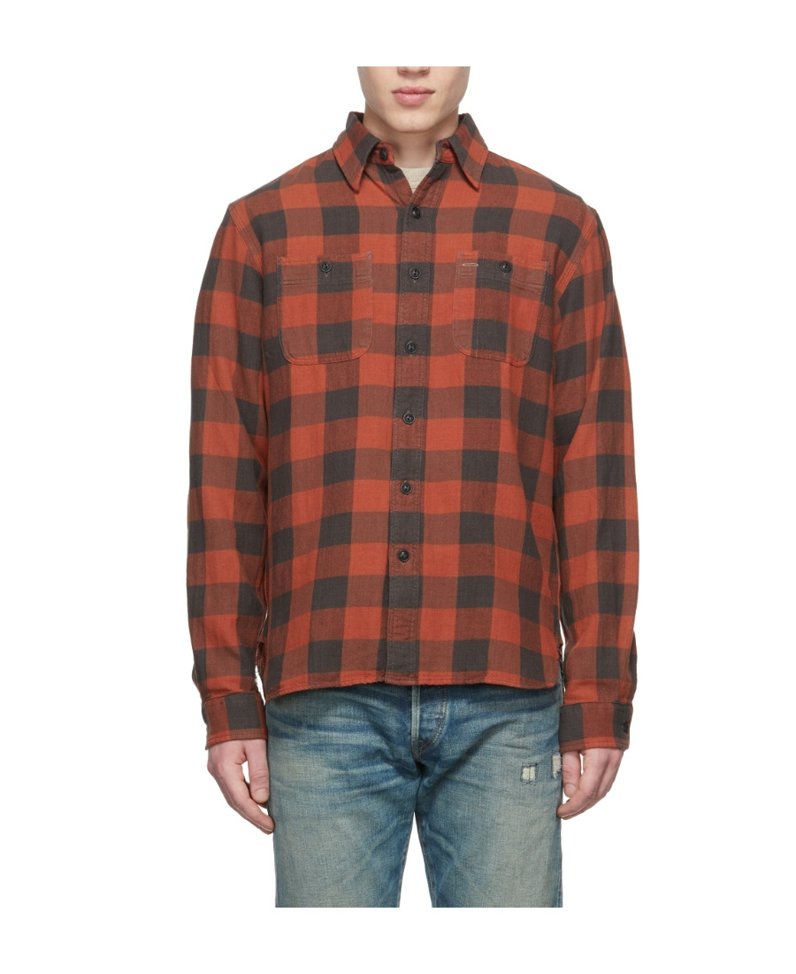 Rrl Lapel Plaid Long-sleeved Shirt In Multi