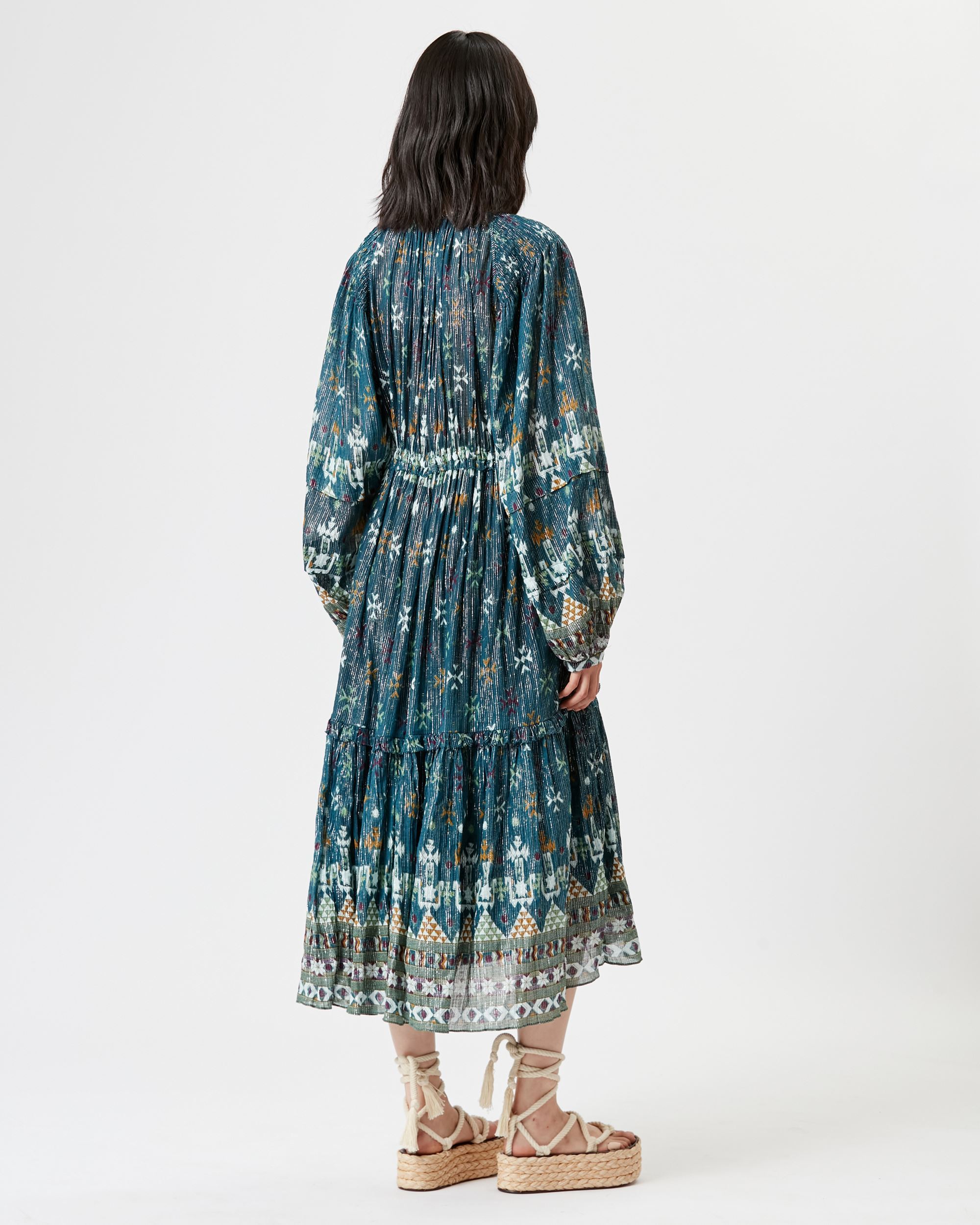 Shop Isabel Marant Étoile Fratela Cotton And Lurex Dress In Blue