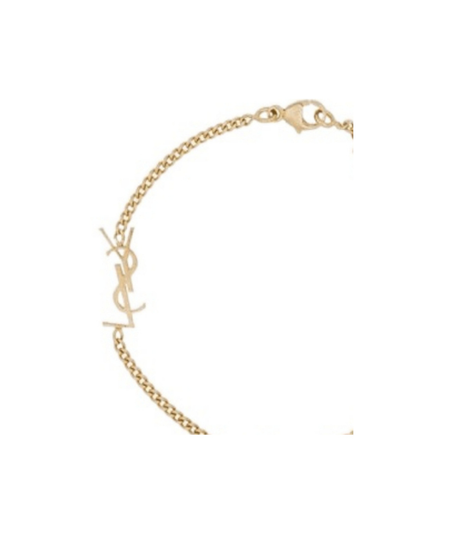 Saint Laurent Crystal-charm Bracelet In Yellow