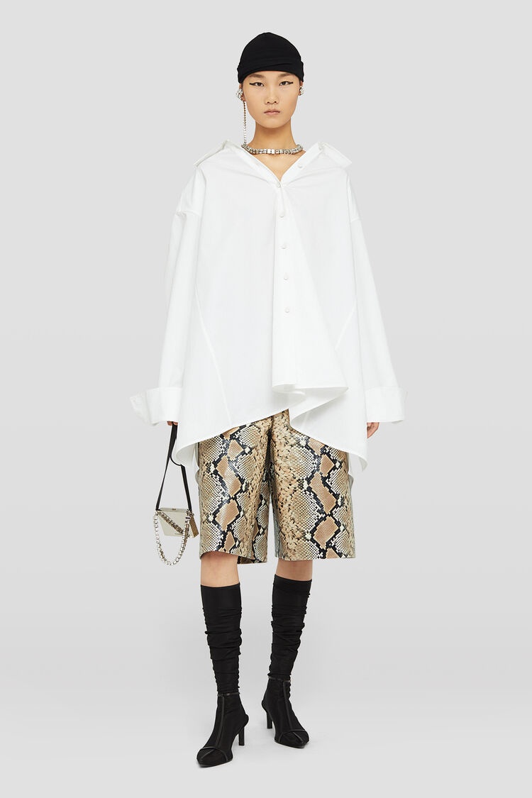 JIL SANDER PYTHON-EFFECT LEATHER BERMUDA SHORTS
