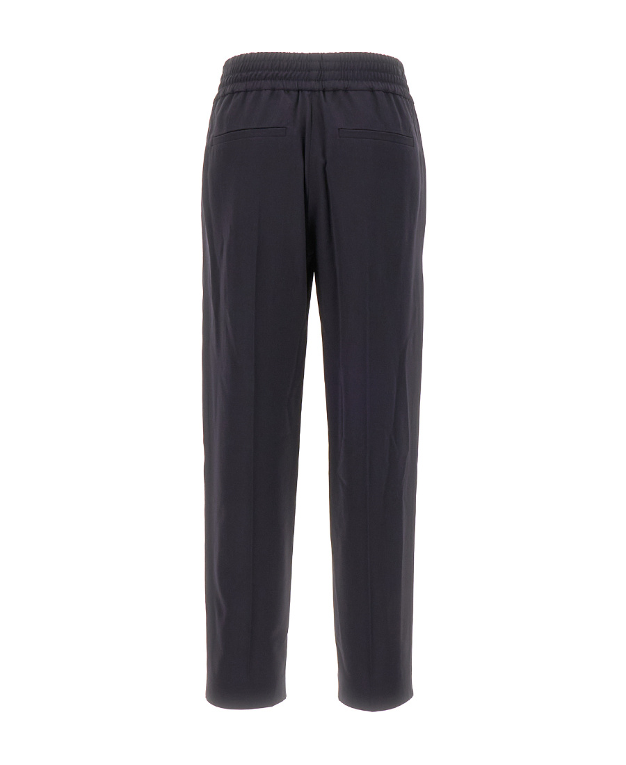 Brunello Cucinelli Midnight Blue Viscose Blend Pant In Black