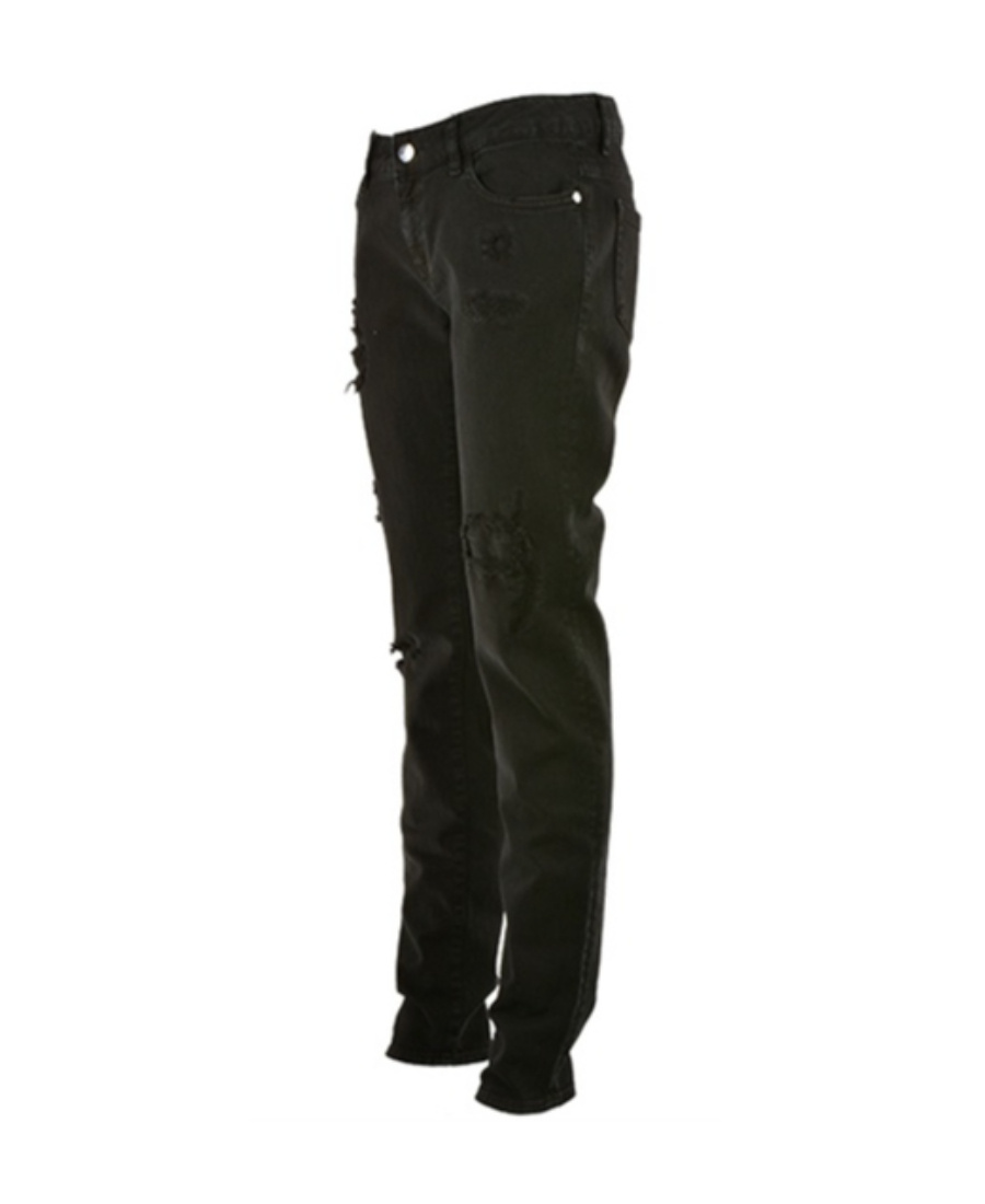 Just Cavalli Torn Denim Trousers In Black