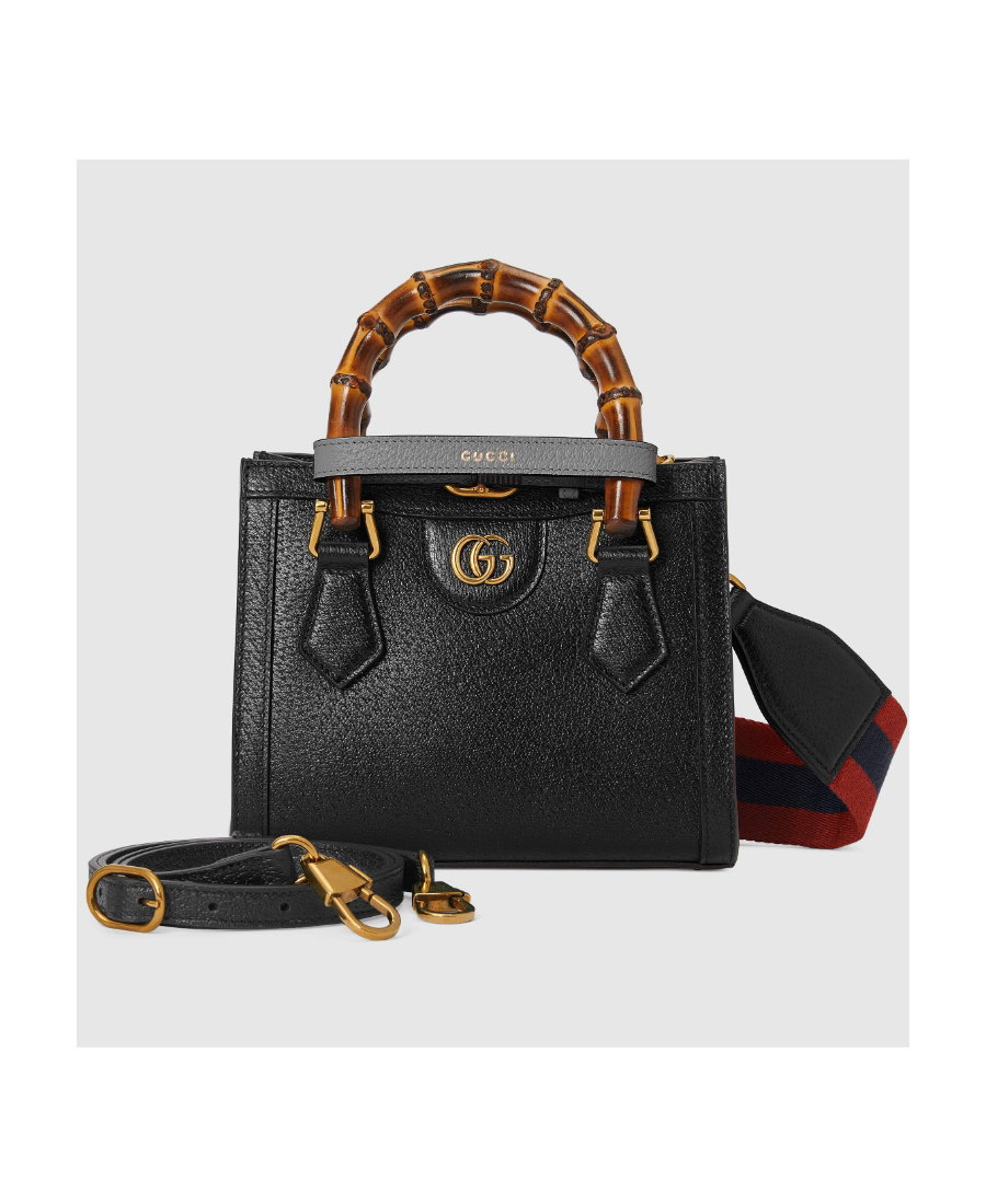 Gucci Diana Mini Leather Tote Bag In Black