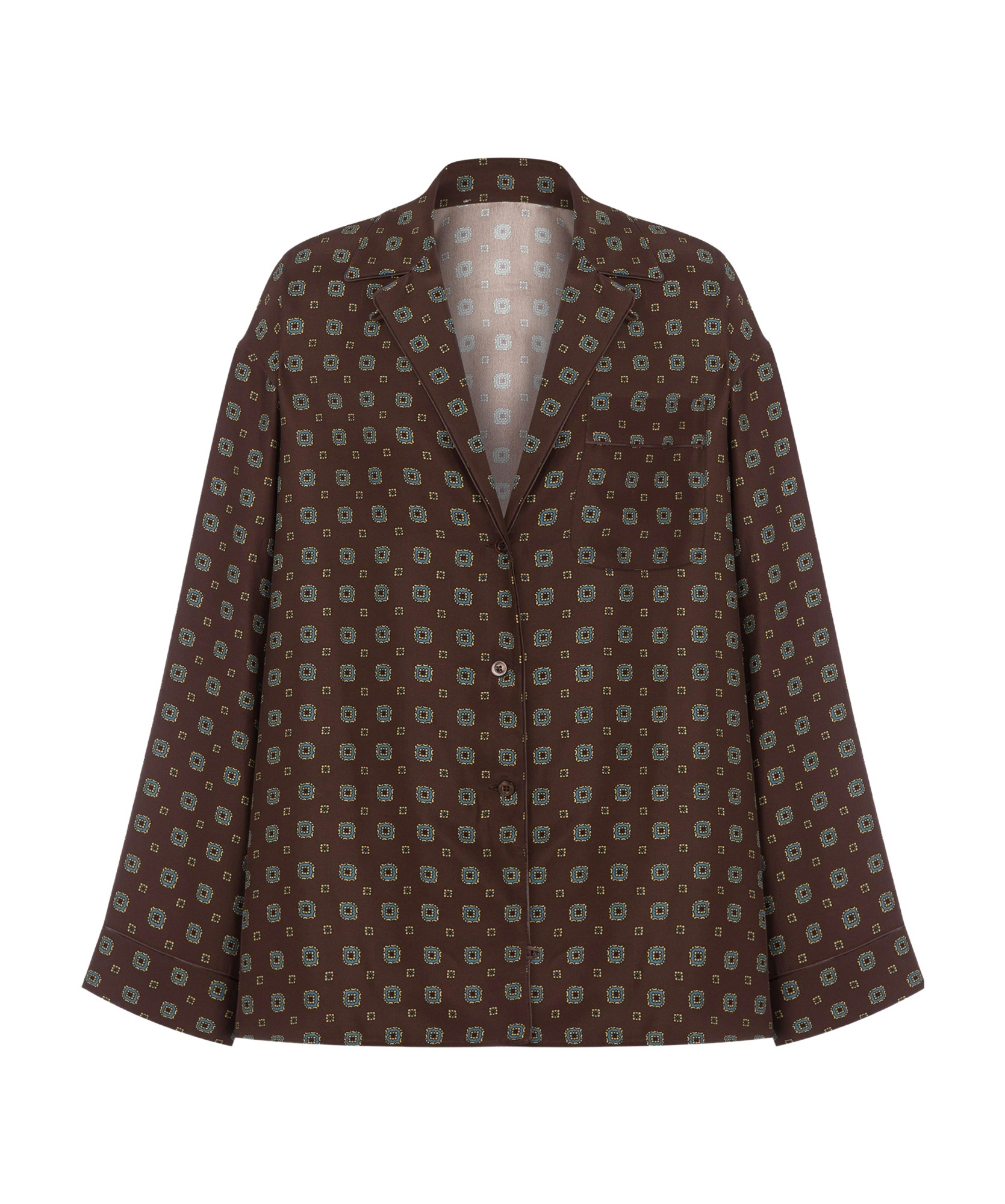 Moschino Couture Printed Silk Shirt In Brown