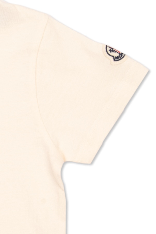 Moncler Logo-print Cotton T-shirt In Nude