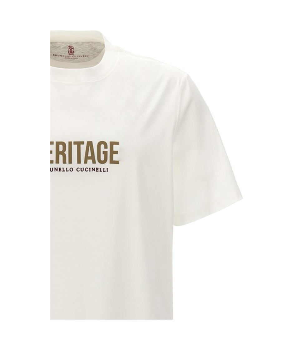 Brunello Cucinelli Logo Detailed Crewneck T-shirt In White