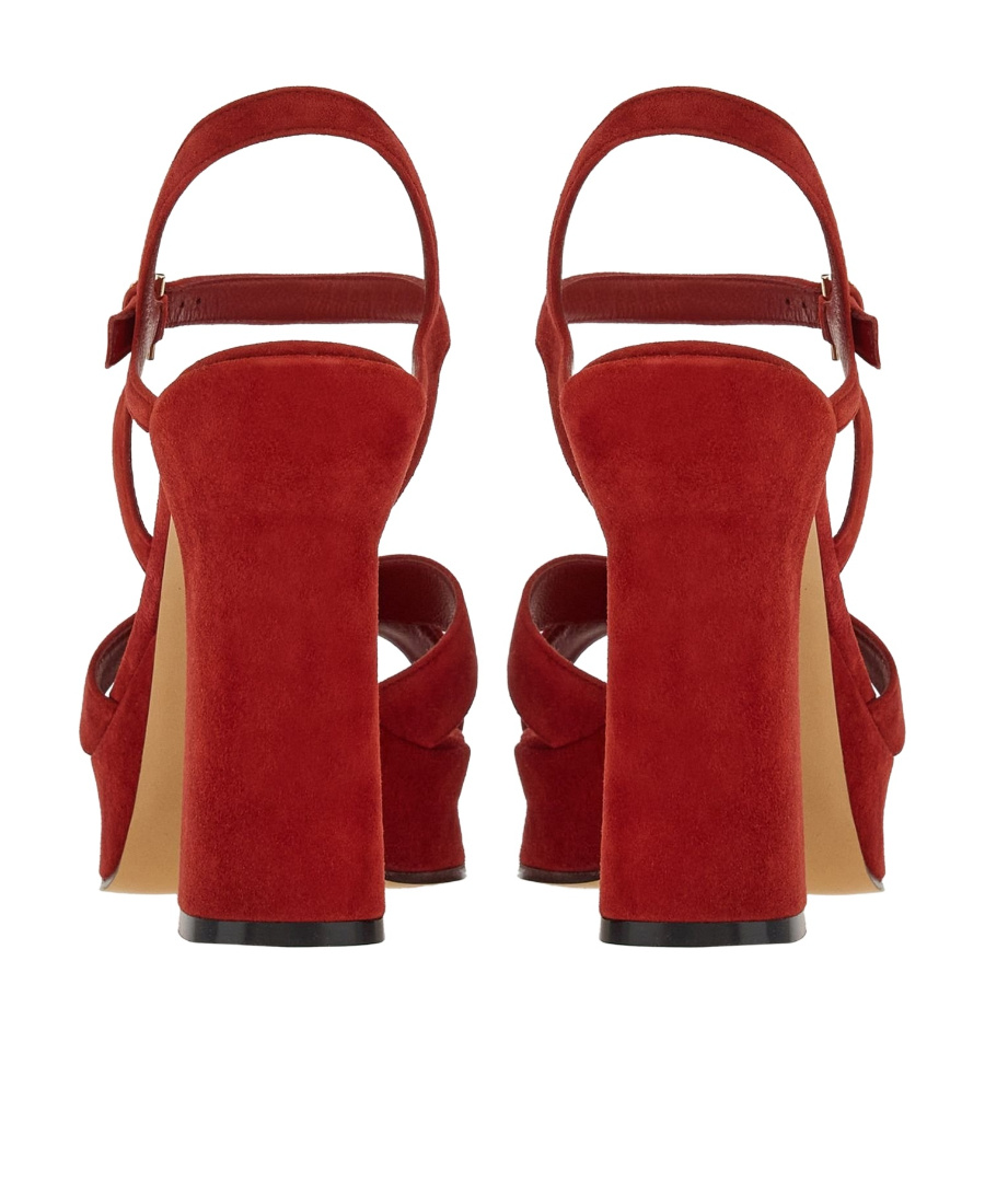 Ferragamo Sonya Platform Sandal With Block Heel In Red