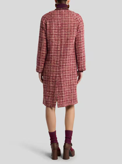 Etro Checked Cotton And Wool-blend Coat In Burgundy