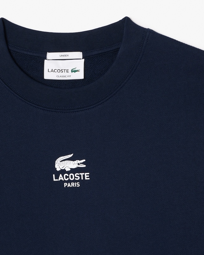 Lacoste Logo Crew Neck Sweatshirt In Black