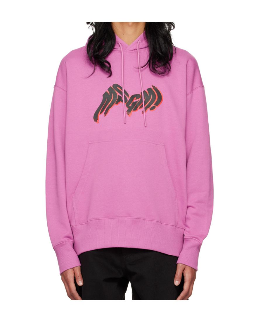 Msgm Purple Bonded Hoodie In Pink