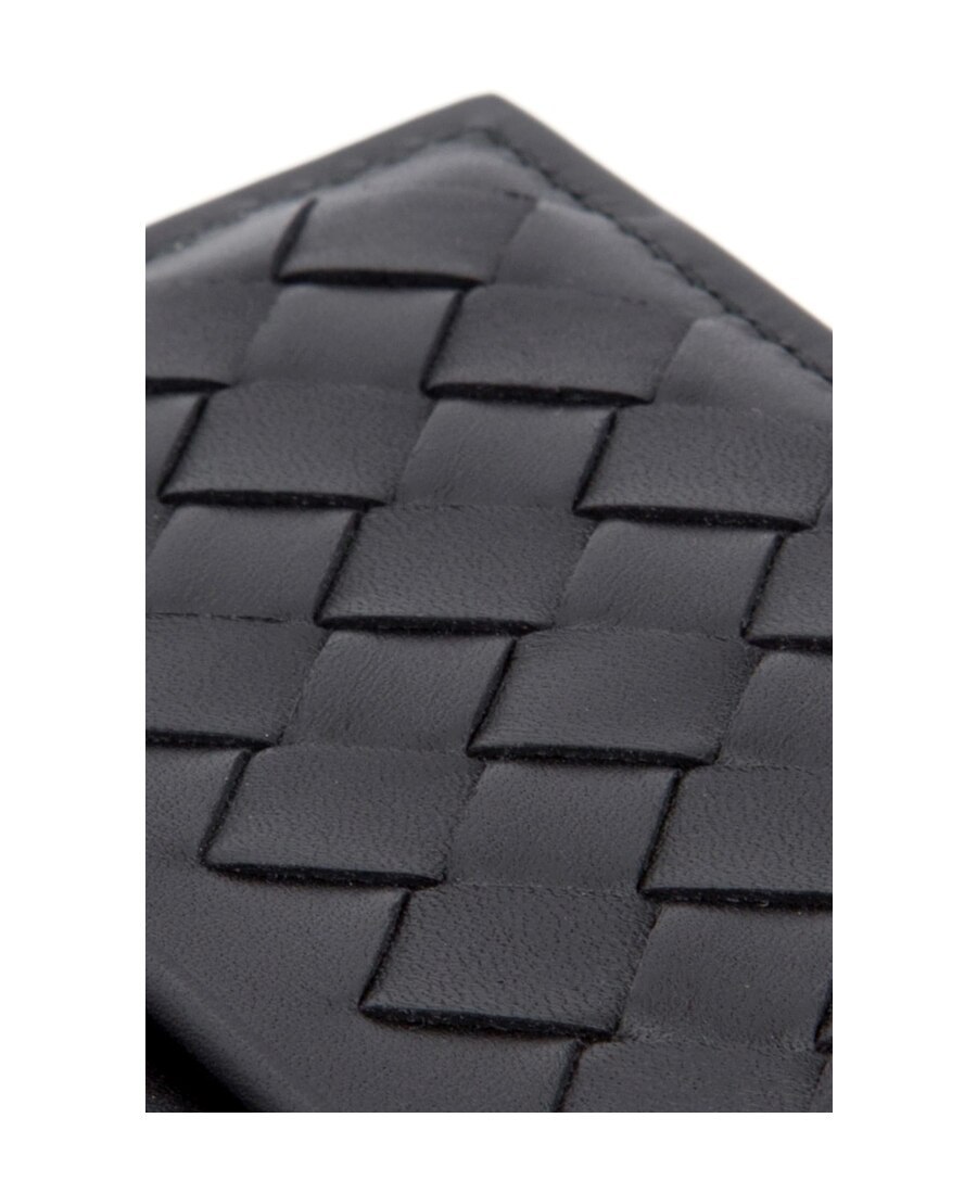 Shop Bottega Veneta Espresso Intrecciato Card Holder In Black