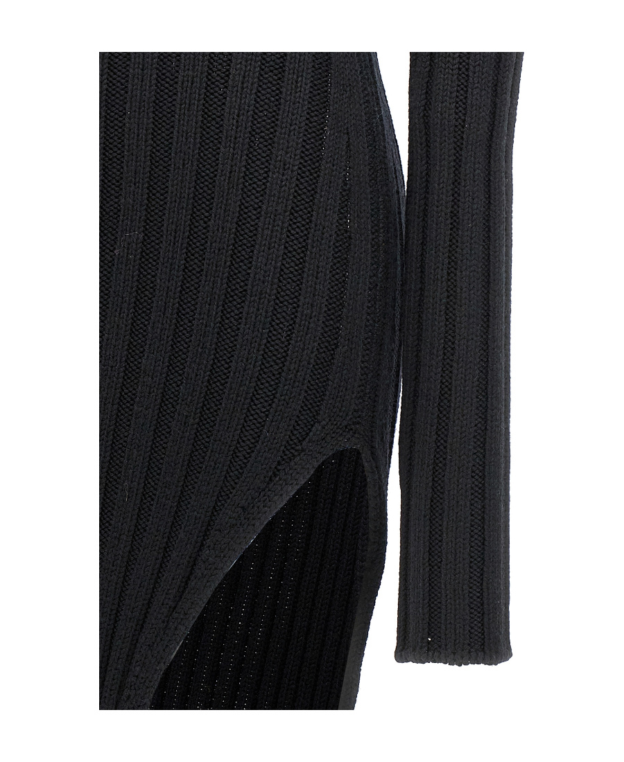 Ann Demeulemeester Cyntia Long Asymmetric High Neck Sweater In Black