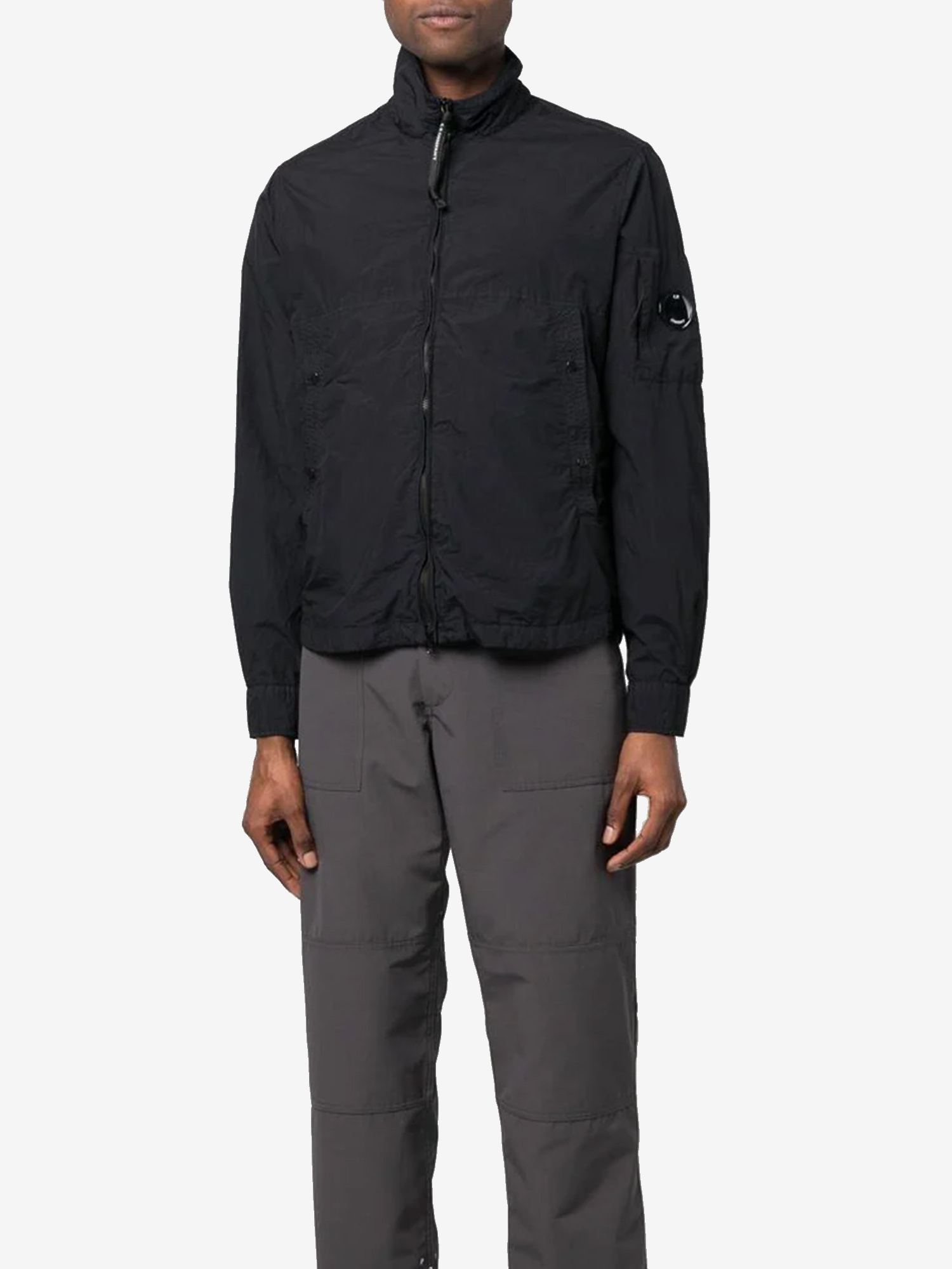 C.p. Company Logo-patch Funnel Neck Jacket In Black