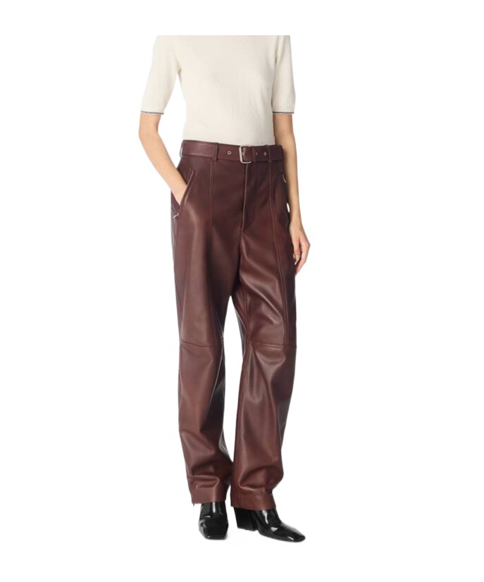 Bottega Veneta Leather Pants In Brown