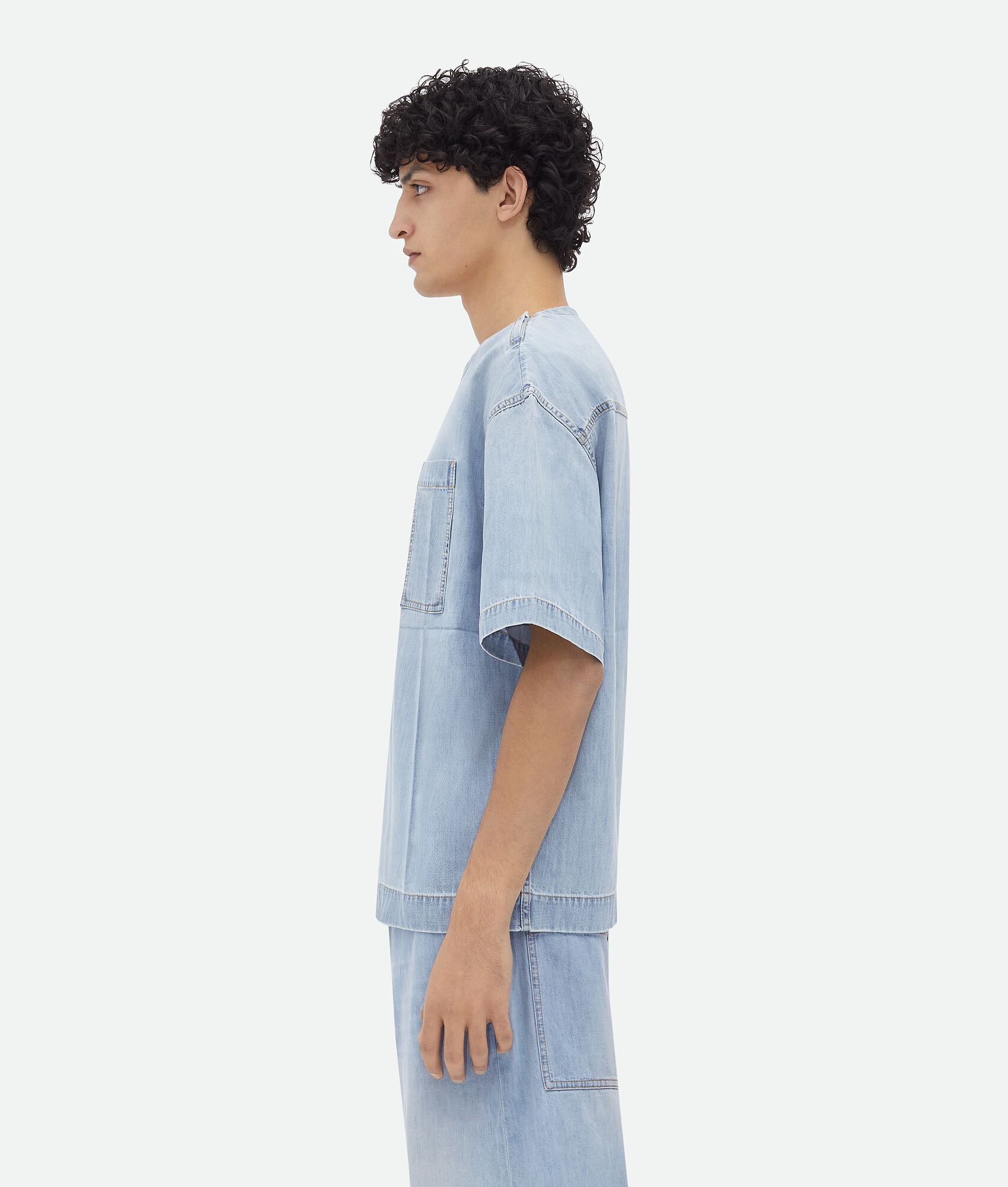 Bottega Veneta Bleached-denim T-shirt In Gray