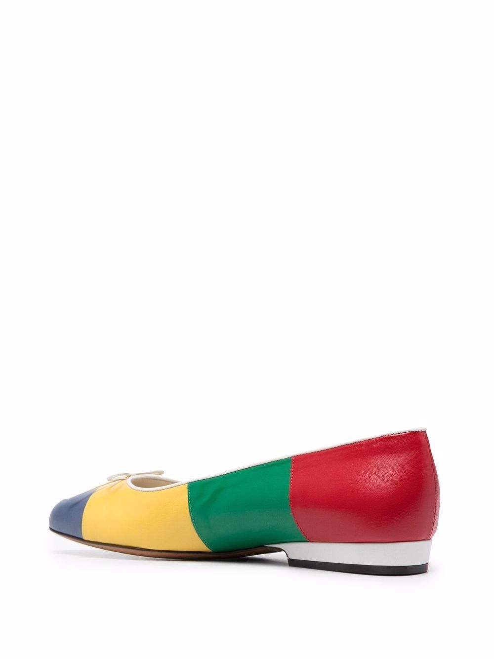 Ferragamo Curiosa Colourblock Leather Ballerinas In Multicolor