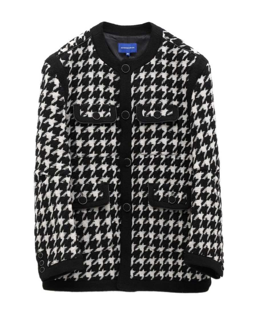 Ader Error A Thousand Bird Plaid Coat In Black