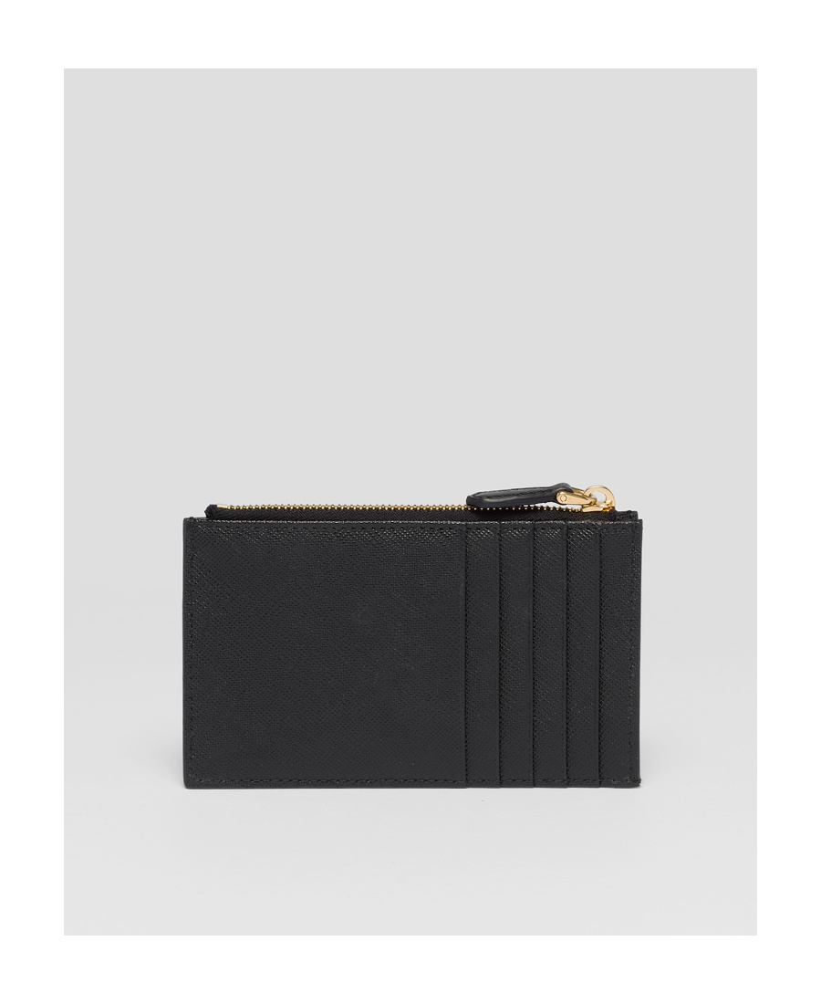 Prada Womens Black Brand-plaque Small Saffiano Leather Wallet In Black