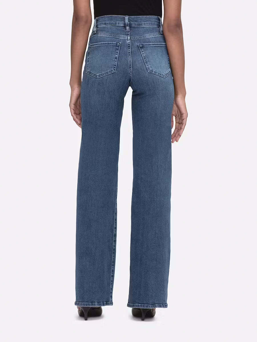 Shop Frame Le Slim Wide Leg Jeans In Blue