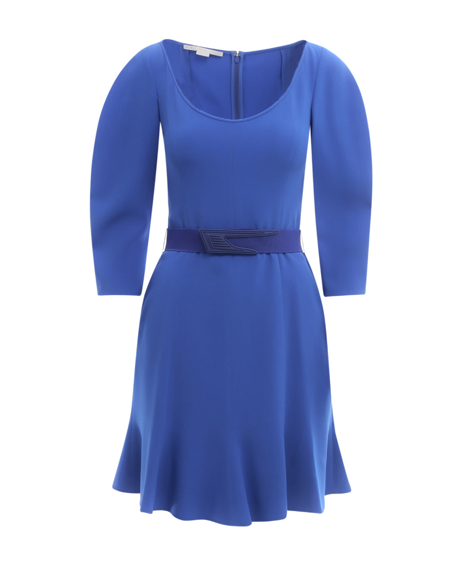 Stella Mccartney Blouson-sleeve Belted Mini Dress In Blue