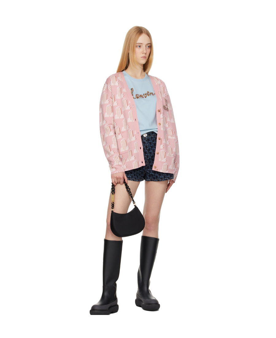 Lanvin Monogram-pattern Knitted Cardigan In Pink