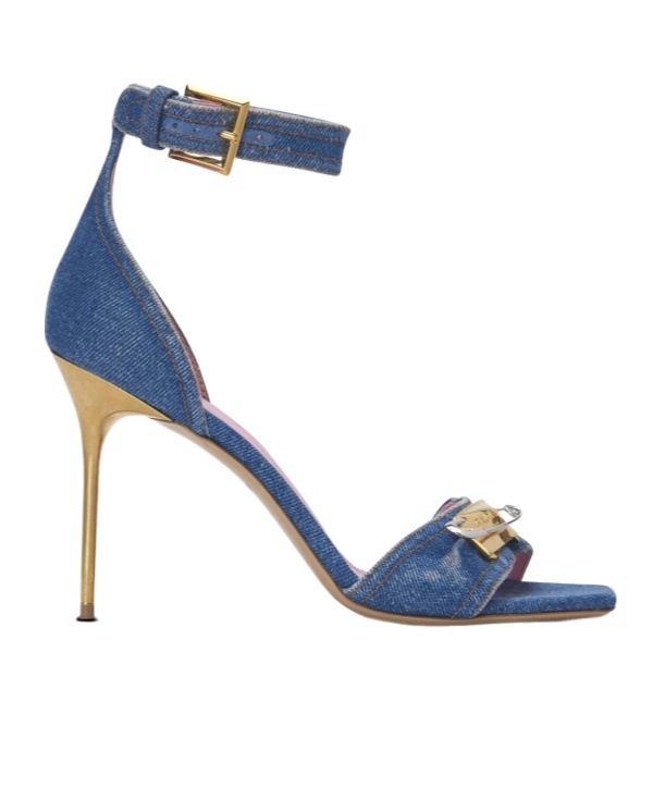Balmain Safety Pin Sandals In Blue