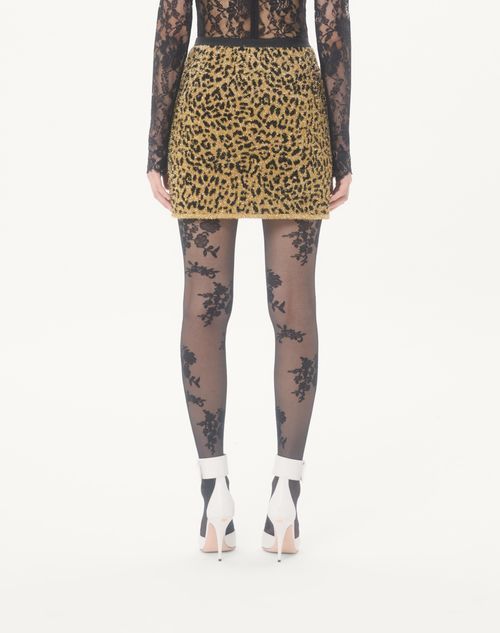 Valentino Jacquard Animal Print Lurex Knit Skirt Woman Animal Print Xs In Brown
