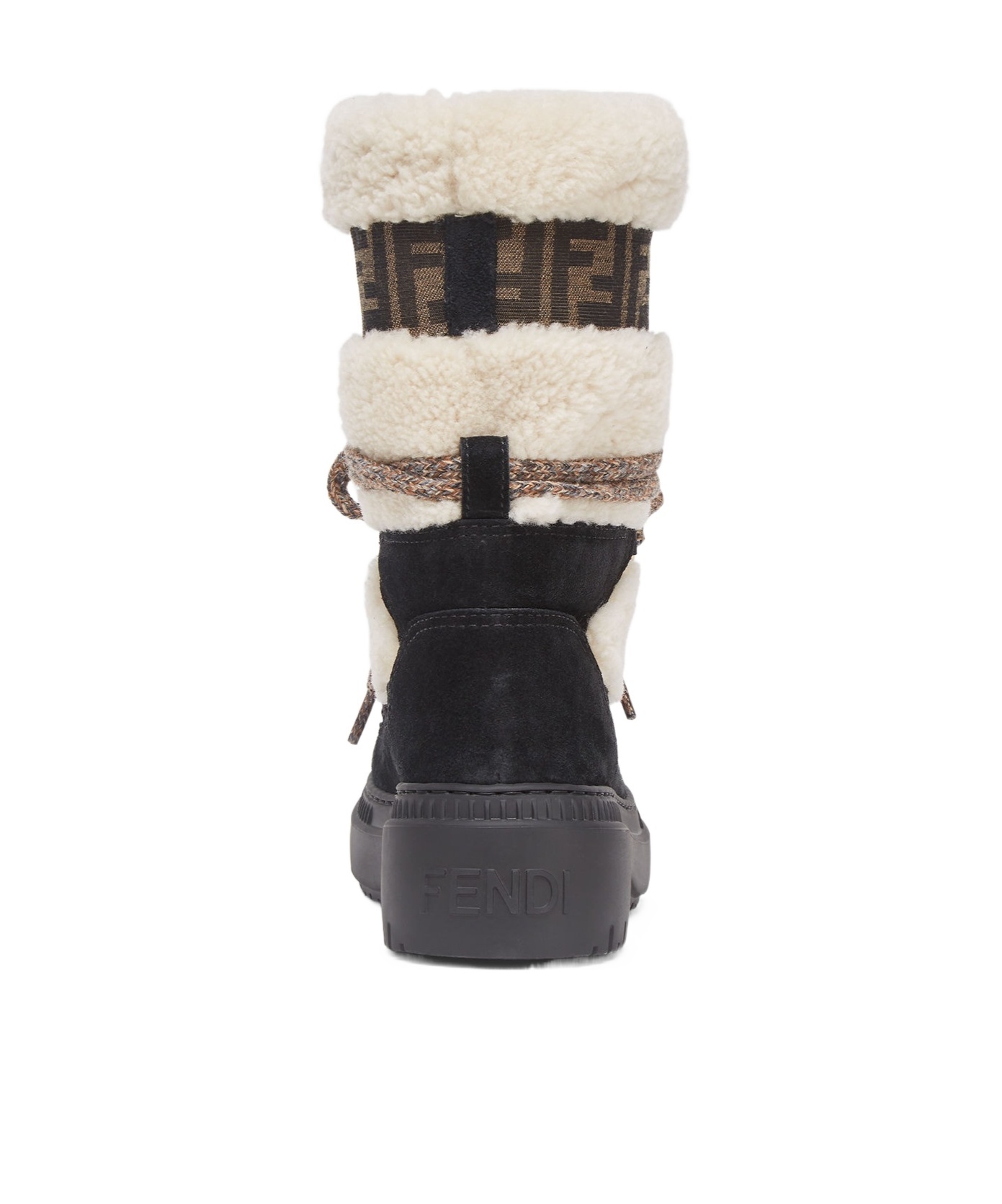 Fendi Apres Chic Suede Shearling Ski Boots In Black