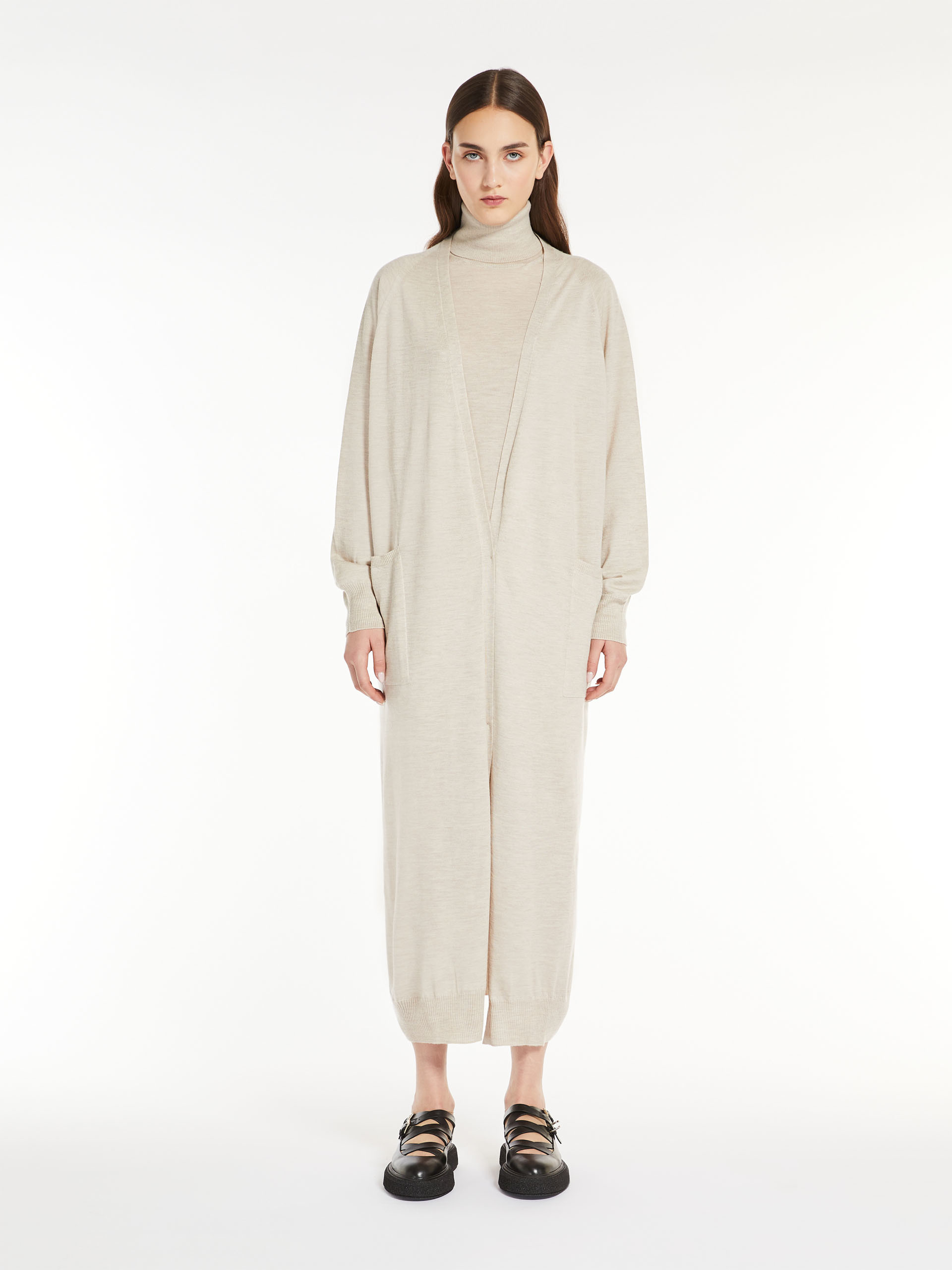 Shop Max Mara V-neck Cashmere Cardigan In Nude