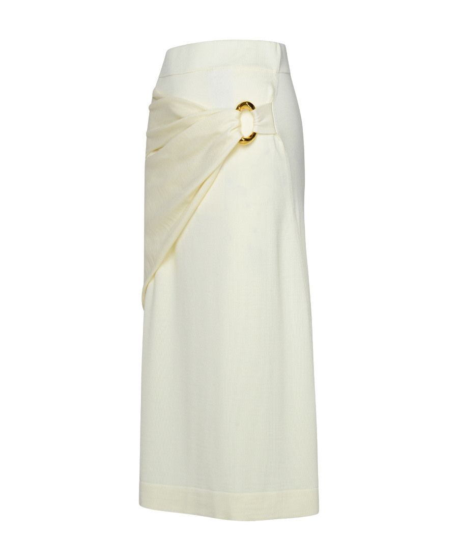 Jil Sander A-line Fine-knit Midi Skirt In White