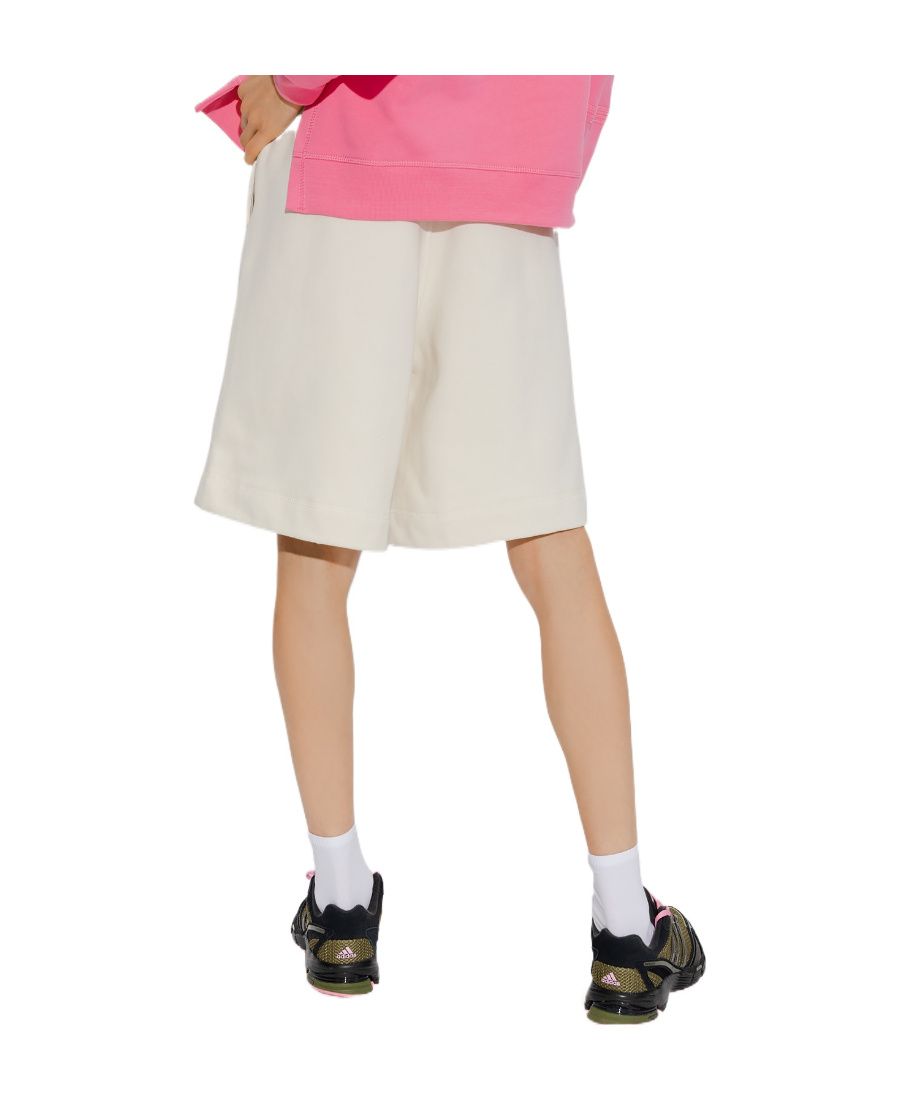 Ganni Embroidered Logo Track Shorts In White
