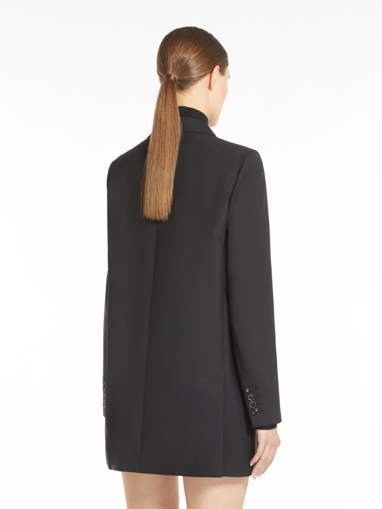 Shop Max Mara Double-breasted Wool Blazer In Black