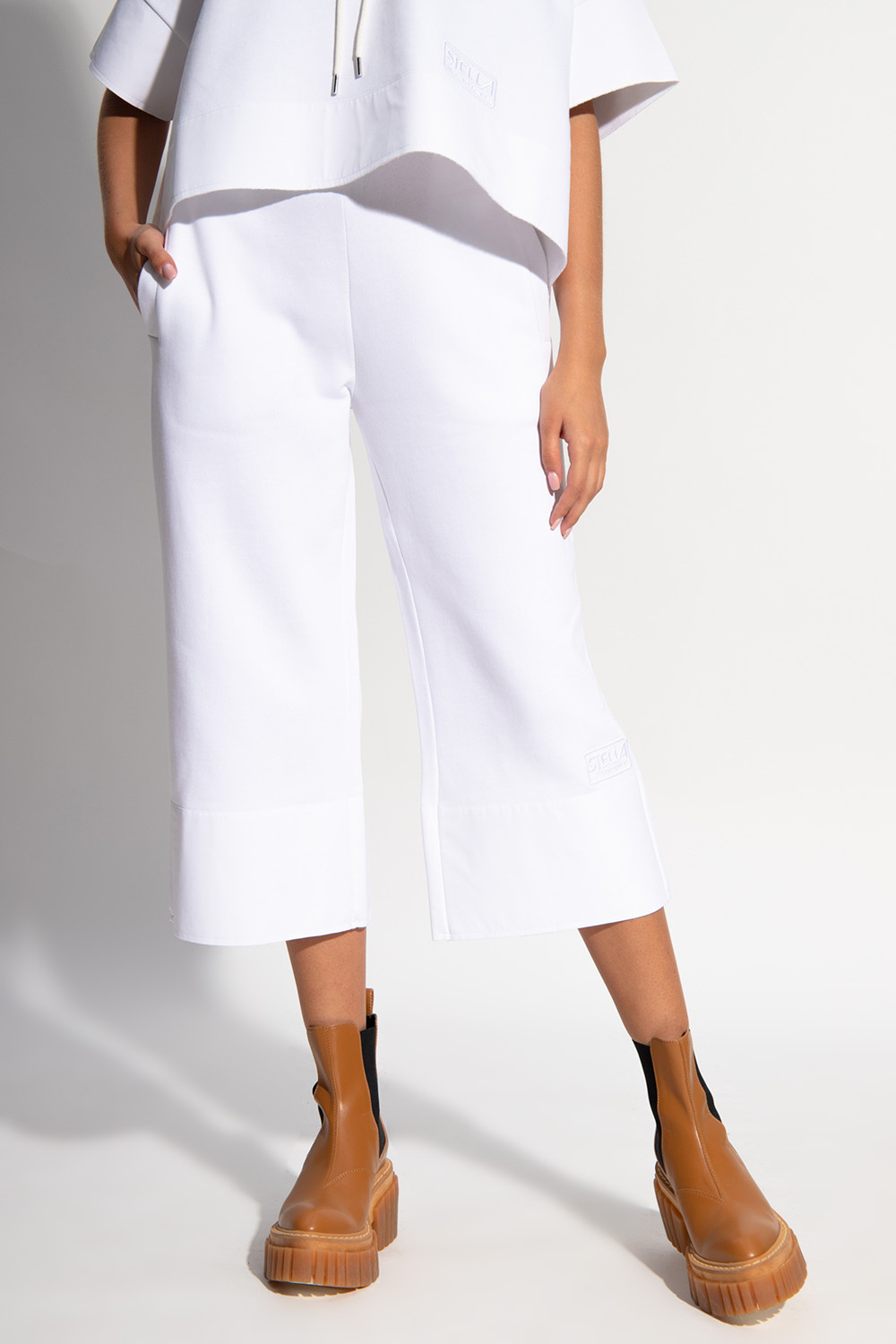 Stella Mccartney Cropped Kick-flare Trousers In White