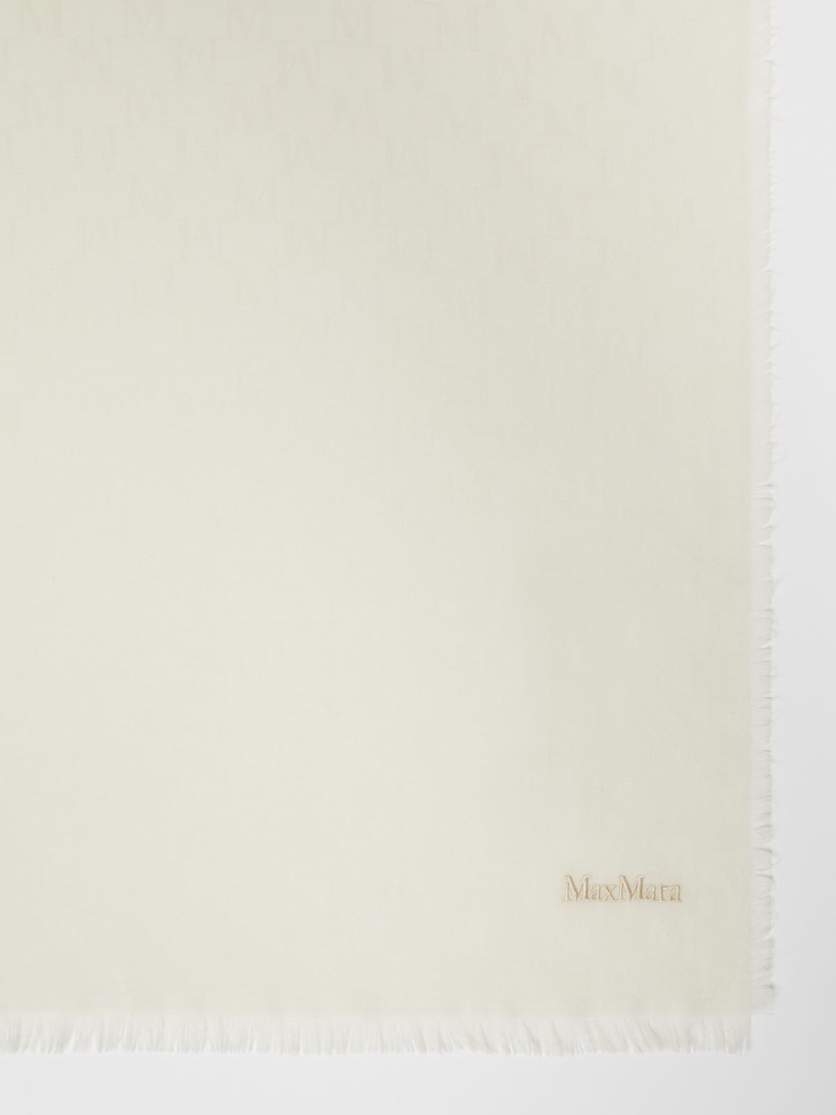 Max Mara Jacquard Wool Monogram Shawl In White