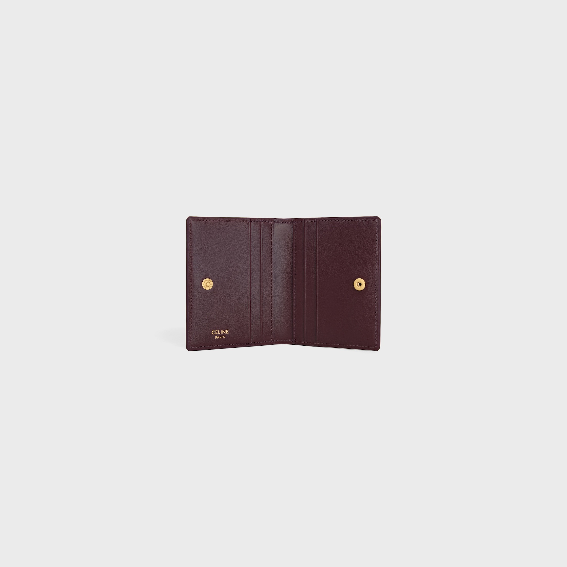 Celine Bi-fold Card Holder In Shiny Calfskin In Brown