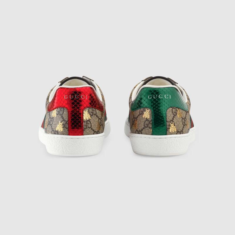 Shop Gucci Ace Gg Supreme Bees Sneaker In Gray